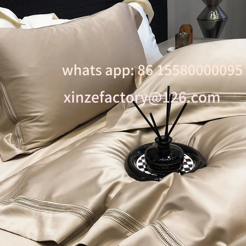 

Customizable high-grade light luxury Italian 120S horse cotton four-piece set solid color