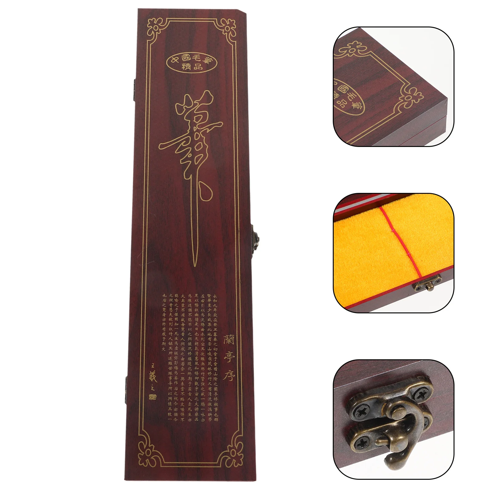 

Calligraphy Brush Holder Chinese Painting Pen Box Elegant Wood Material Keepsake Organizer Gift Chinese Drawing Pen Box