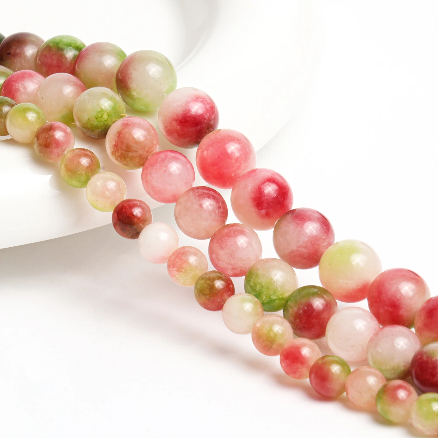 Natural Watermelon Tourmaline Jades Stone Beads Loose Spacer Beads for Jewelry Making Diy Bracelet Handmade Accessories 6 8 10mm