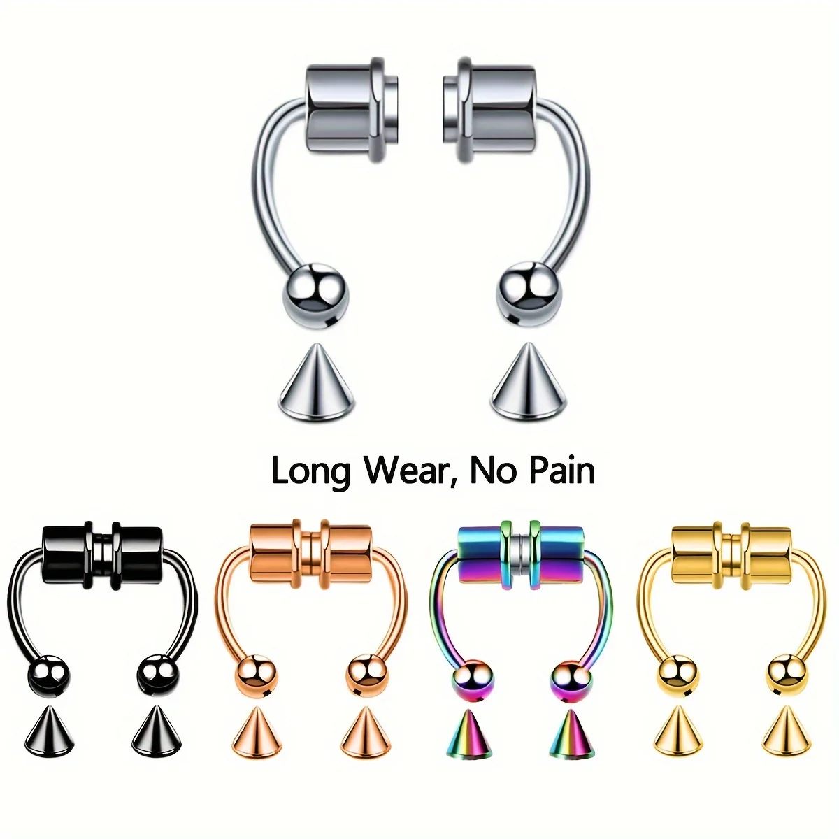 Women Fake Piercing Nose Ring Hoop Septum Non Piercing Nose Clip Rock HipHoop Stainless Steel Magnet Fashion Punk Body Jewelry