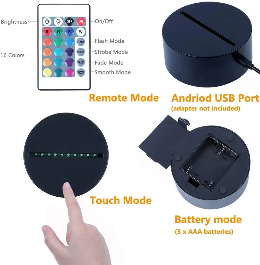 إضاءة ليلية ليد ثلاثية الأبعاد مع جهاز تحكم عن بعد ، ألعاب ساخنة ، محولات رائعة ، فارس نحلة ، مصباح طاولة ، هدية للجماهير والأطفال ، 16 لونًا