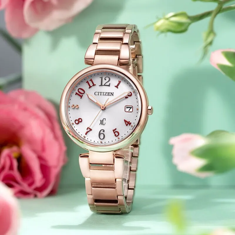 CITIZEN Original  Women Watch Quartz   Fashion  Elegant  Watch  Stainless Steel Pink Gold Strap Women\'s  Watch  lady girls  gift