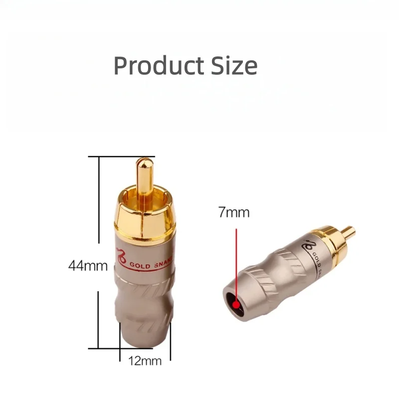 8PCS RCA Male Connector Gold-Plated Copper RCA Audio Cable Welding HIFI Audio Video Terminal Rca lotus Plug Speaker Adapter