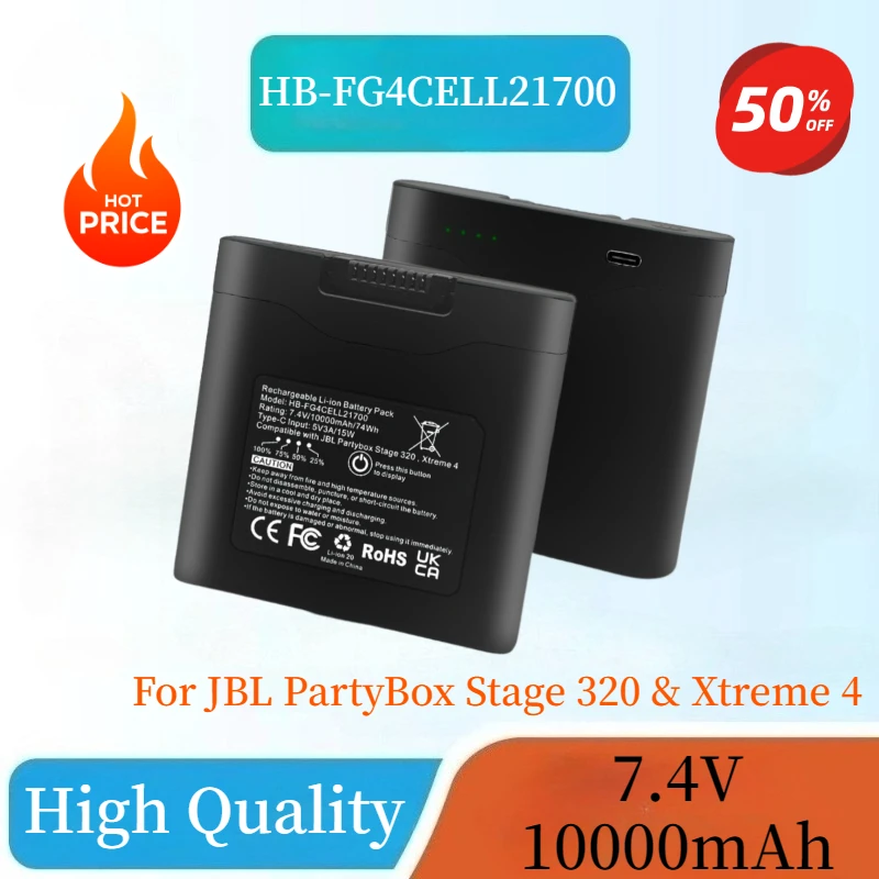 

High Quality 10000mAh 7.4V 74Wh SOMI for JBL PartyBox Stage 320 & Xtreme 4 Portable Speaker battery Include Type-C Cable New