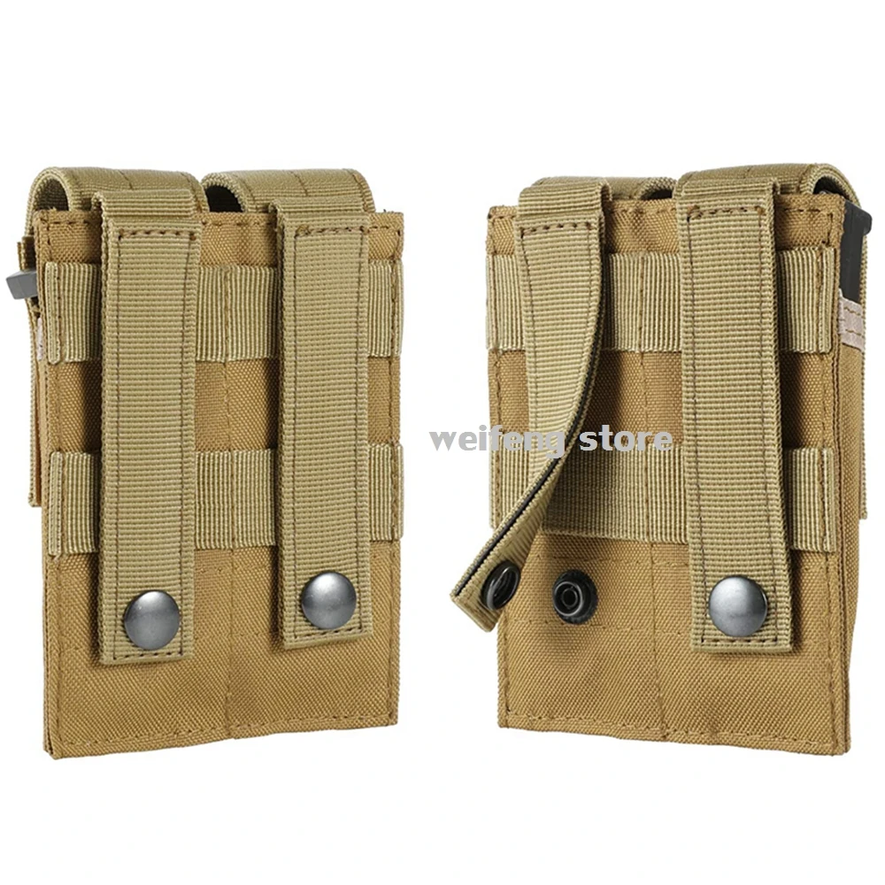 Tactical Molle 9mm Magazine Pouch Single Double Mag Bag Flashlight Knife Holder Hunting Universal Mag Holster