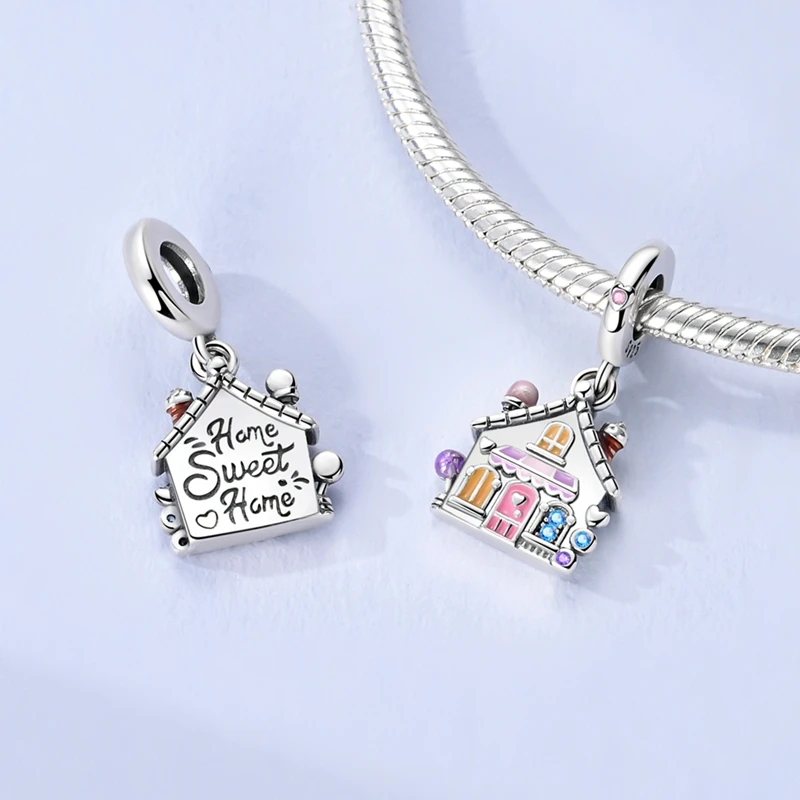 Charms Plata 925 Dreamy And Colorful Candy House Pendants Fit Original 925 Bracelets Charms For Women Jewelry DIY Making Gifts