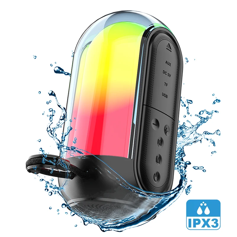 2025 جديد سمّاعات بلوتوث صغيرة في الهواء الطلق المحمولة اللاسلكية الألعاب Soundbox مصباح ليد مضخم الصوت ثلاثية الأبعاد صدمة باس قوي مع TWS TF