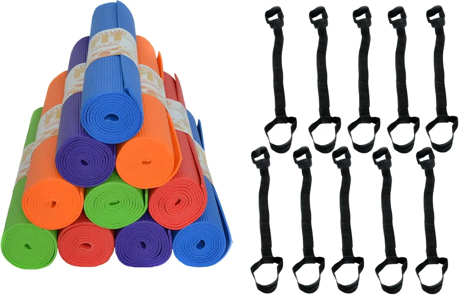 10-pack yogamat met draagriem, 68" x 24" antislip oefenmat, 4 mm dikke fitnessmat, anti-scheur, bulk yogamatten voor thuis