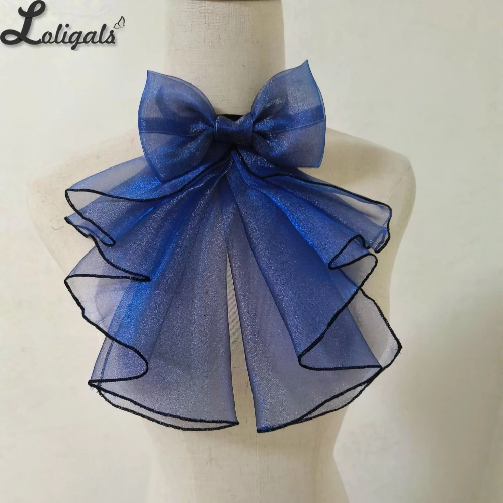 Sweet Lolita Jabot Collar Elegant Bow Tie Ruffled Detachable Cosplay Collar for Halloween
