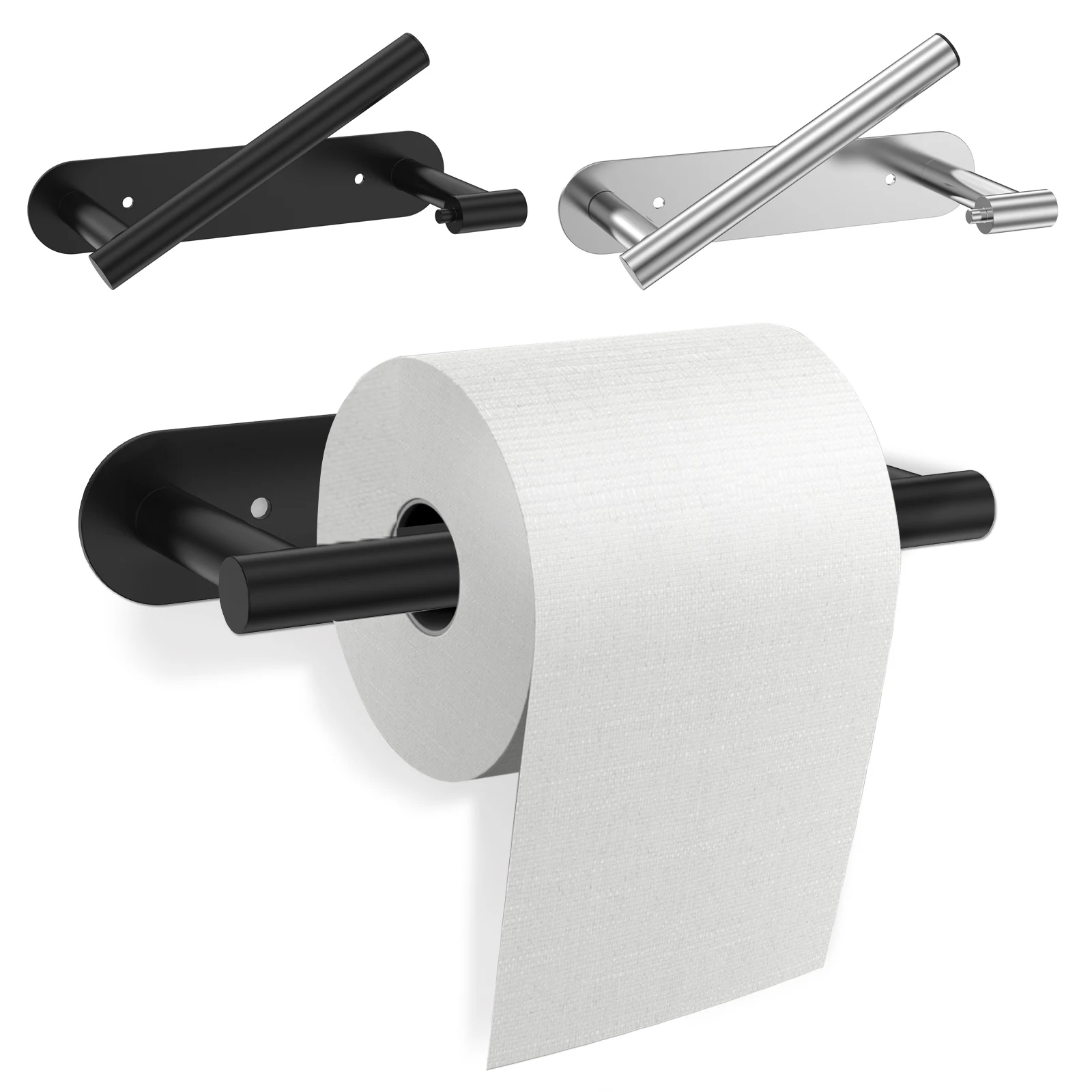 

Rotatable Stainless Steel Paper Holder Self Adhesive Wall-Mounted Toilet Roll Shelf for Home Kitchen Bathroom Accessories
