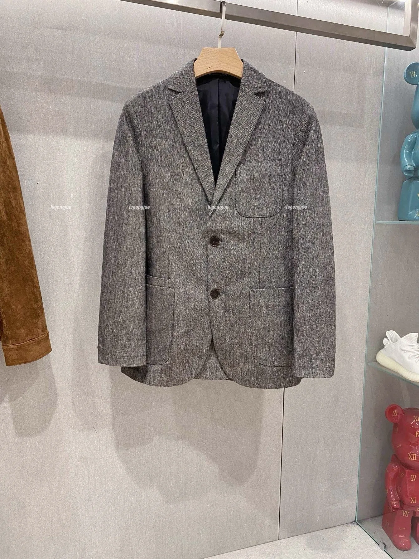 

Модный льняной мужской повседневный пиджак для бизнеса и отдыха, приталенный, на весну-осень, с длинным рукавом, на двух пуговицах