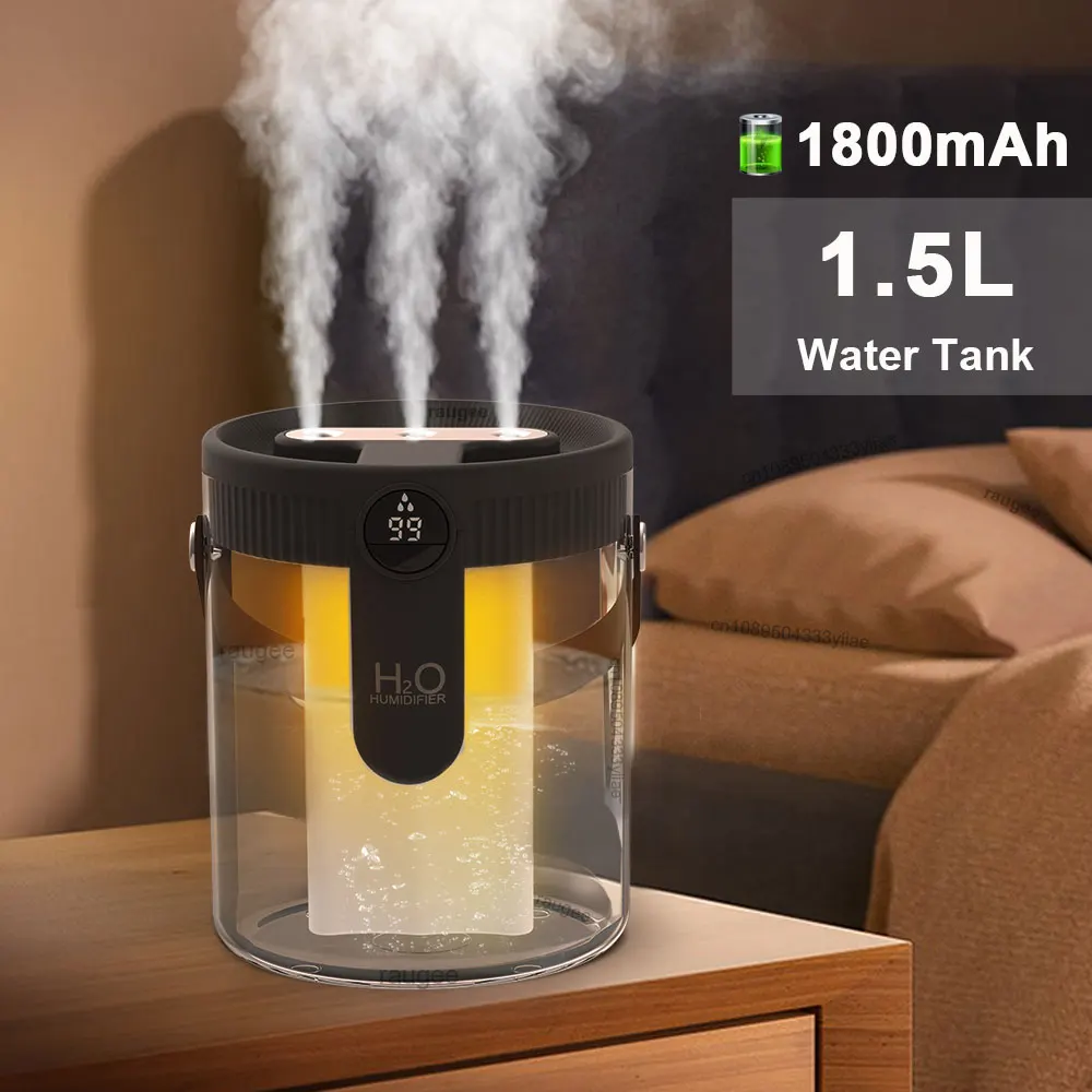

1,5 л увлажнитель воздуха большой емкости домашний увлажнитель воздуха 1800 мАч аккумулятор USB перезаряжаемый увлажнитель бесшумный туманообразователь со светодиодной подсветкой