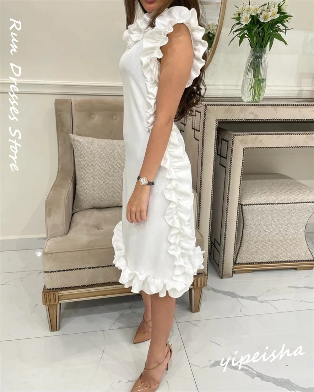 Vestidos de baile com bainha de jóia simples personalizados, vestido de ocasião formal com contorno dobrável, فساتudenudenاتmaveraonderkonoccasione formal