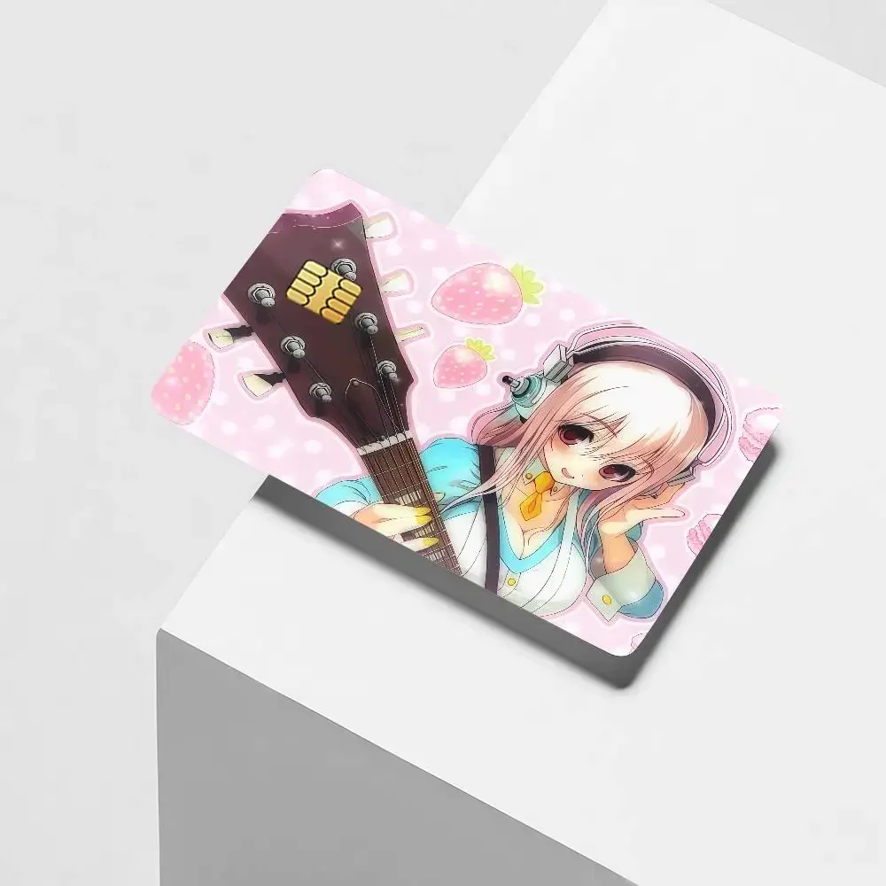 Virtual anchor S-Super Sonico Credit Card Decorative Card Stickers Suitable For Bank Cards Metro Transit Anti-scratch Gift 4PCS