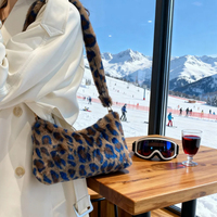 New Women's Casual Shoulder Bag Animal Print Leopard Plush Lady Shoulder Underarm Bag Female Messenger Bag Crossbody Bags
