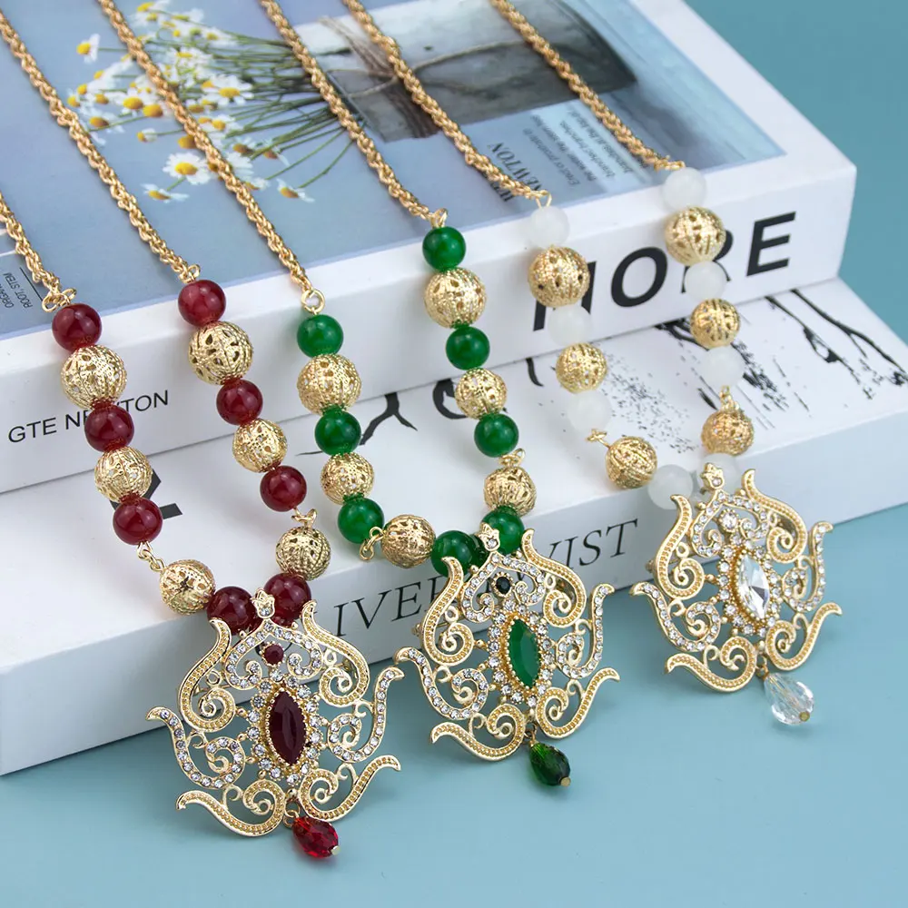 Poyasa Arabic Style Women Bead Necklace Pendant Long Sweater Chain Gold Color Algeria Bridal Wedding Jewelry Metal Ball Chain
