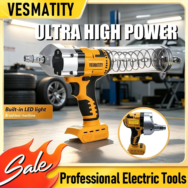 2026 NEW Brushless Electric Grease Gun Fat Machine Electric Grease Gun Tools LED Electric Oil Injector For Lithium-ion battery