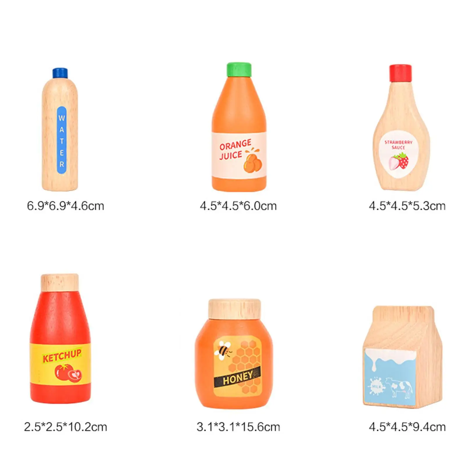 6x ชุดเครื่องดื่มไม้อาหารไม้เล่นอุปกรณ์ครัวกิจกรรมมอนเตสซอรี่