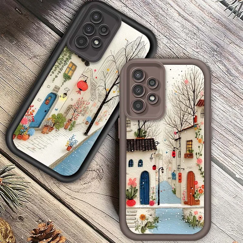 

Art Flower House Popular Phone Case For Samsung A73 A72 A56 A55 A54 A53 A35 A32 A25 A24 A23 A21s A14 A05 5G Eye Ladder