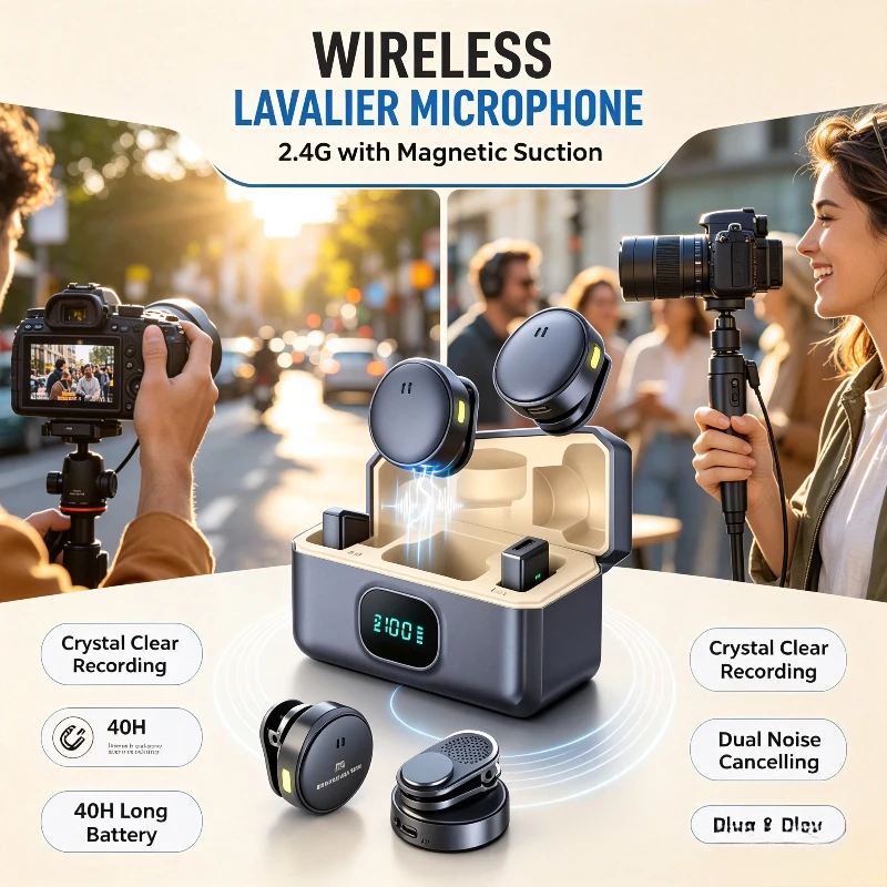 Lavalier Wireless Microphone Mini Mic with Charging Case for iPhone Android Phone Video Recording Noise Reduction and Streaming image 4