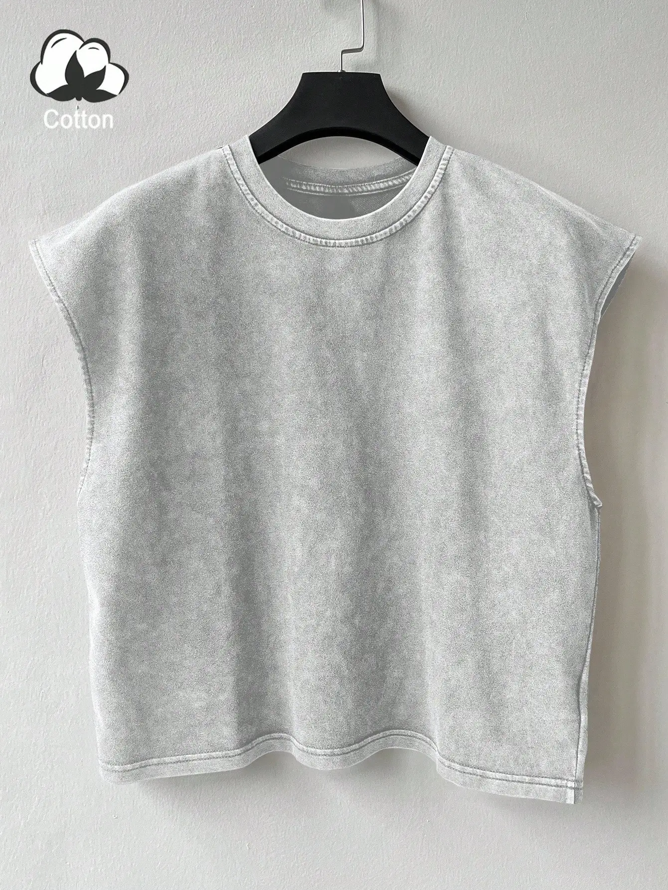 

Мужская повседневная майка из выстиранного хлопка с широкими плечами, без рукавов, летняя, для фитнеса