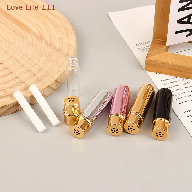 New 1pcs Nasal Inhalers For Essential Oils Aromatherapy Blank Aluminum Tubes 5ml Refillable Bottles With Replacement Wicks