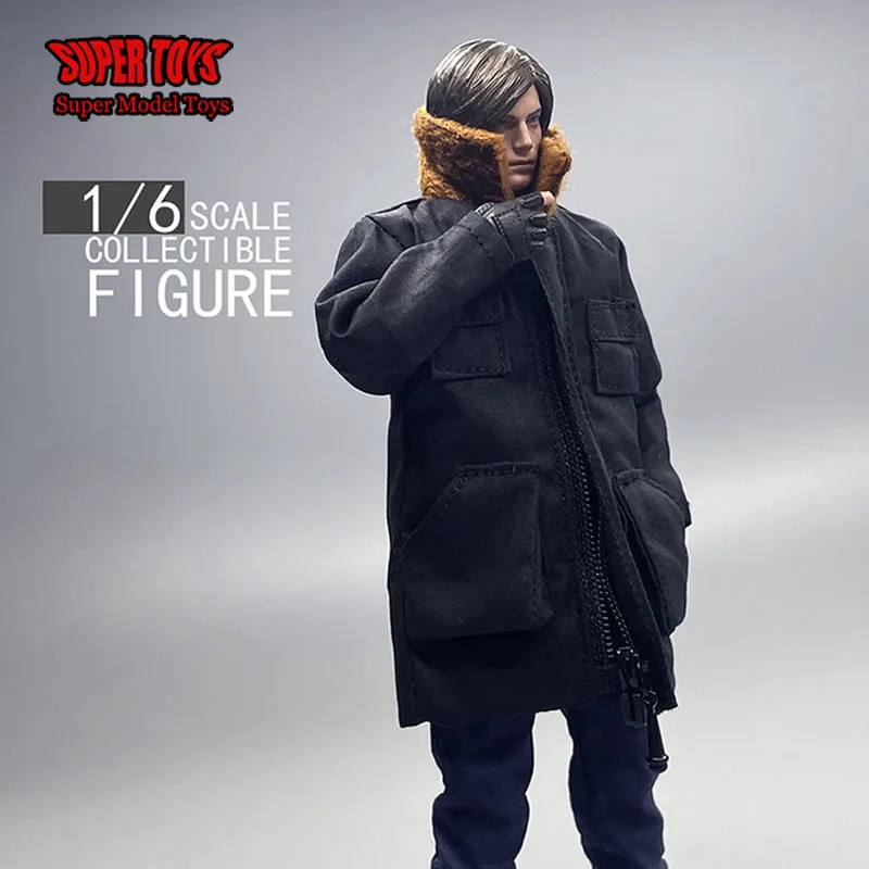 In Stock 1/12 Scale Male Soldier Fashion Winter Overcoat With Zipper And Fur Collar Accessory For 6 Inches Action Figure Body