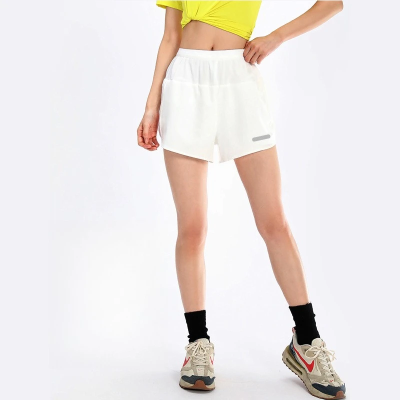 5 Pockets Men's and Women's Same Marathon Anti-light Fake Two Pieces Quick-drying Sports Running 4-point Shorts Fitness Pants