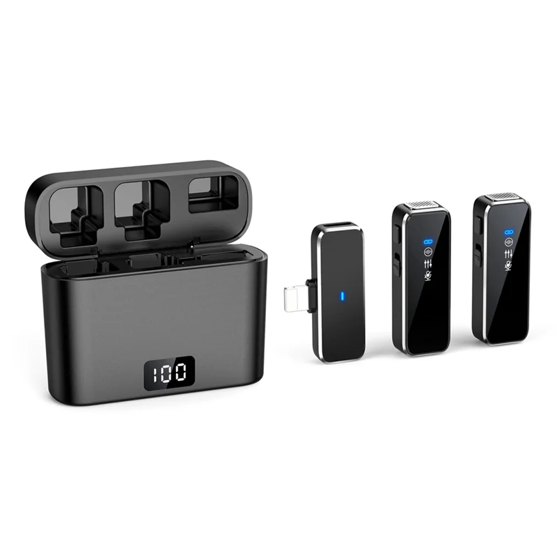 ELEC-беспроводной петличный микрофон, мини-портативный петличный микрофон, двухканальный ЖК-экран для записи аудио и видео