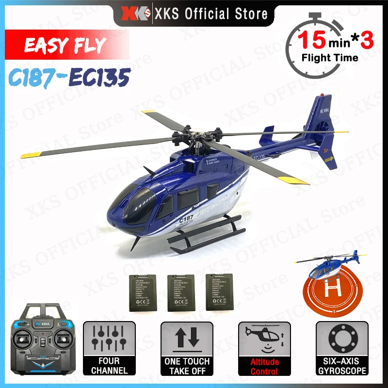 C187 RC Helicopter 2.4G 6G System 4CH Remote Control 6-Axis Sentry Drone RC Quadcopter Helicopter Toys VS Wltoys K124 for Adult