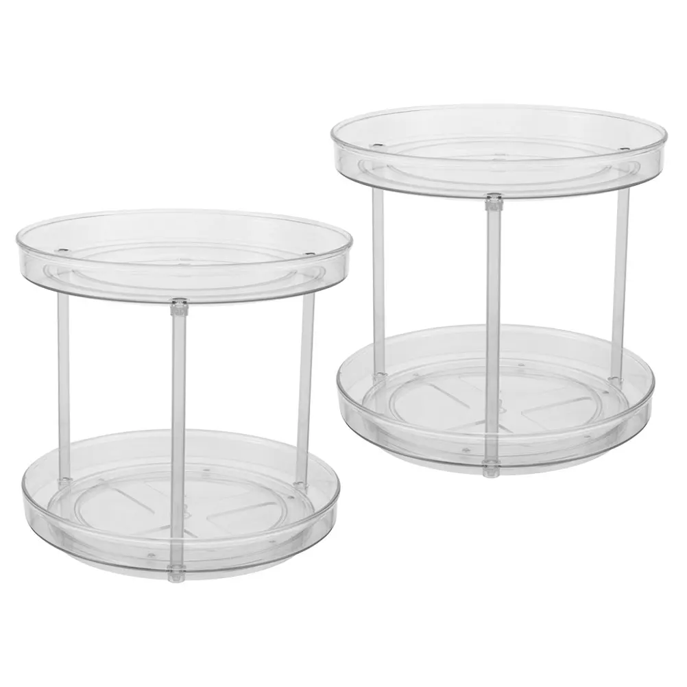 

2pcs Rotating Shelf Turntable ganizer for Kitchen Spice Condiment Storage Decor Cabinet Skincare Holder Round Tray