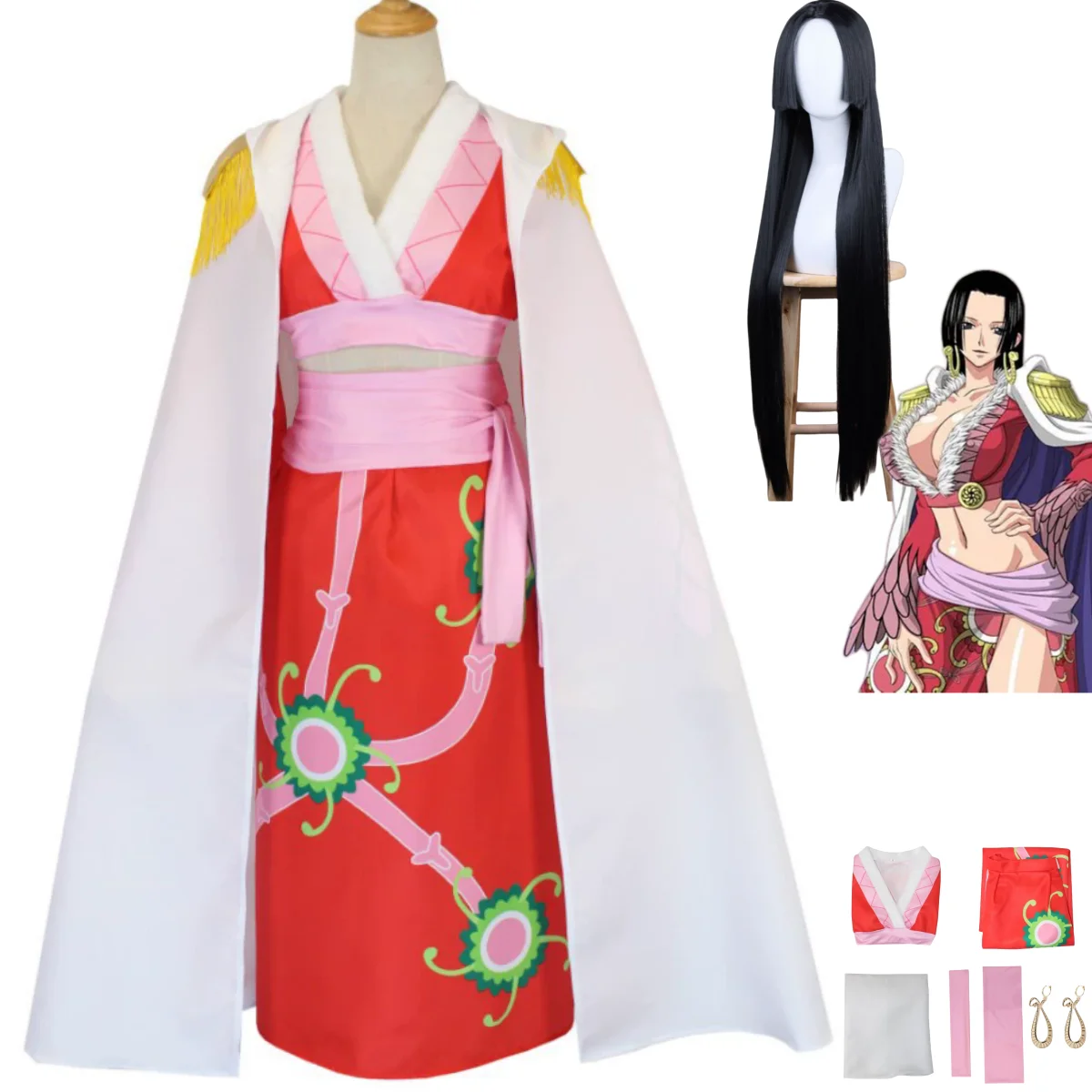 

Anime Seven Warlords of The Sea Boa·Hancock Cosplay Costume Empire Snake Pink Skirt Cloak Wig Woman Sexy Halloween Suit