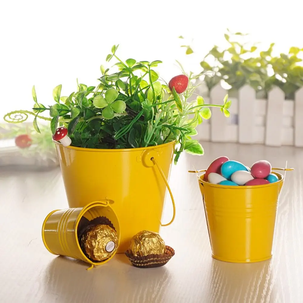 Vase Container Tinplate Iron Flower Pot Iron Art Pastoral Flower Barrel Miniatures Hook Mini Tinplate Water Bucket Kids Toy