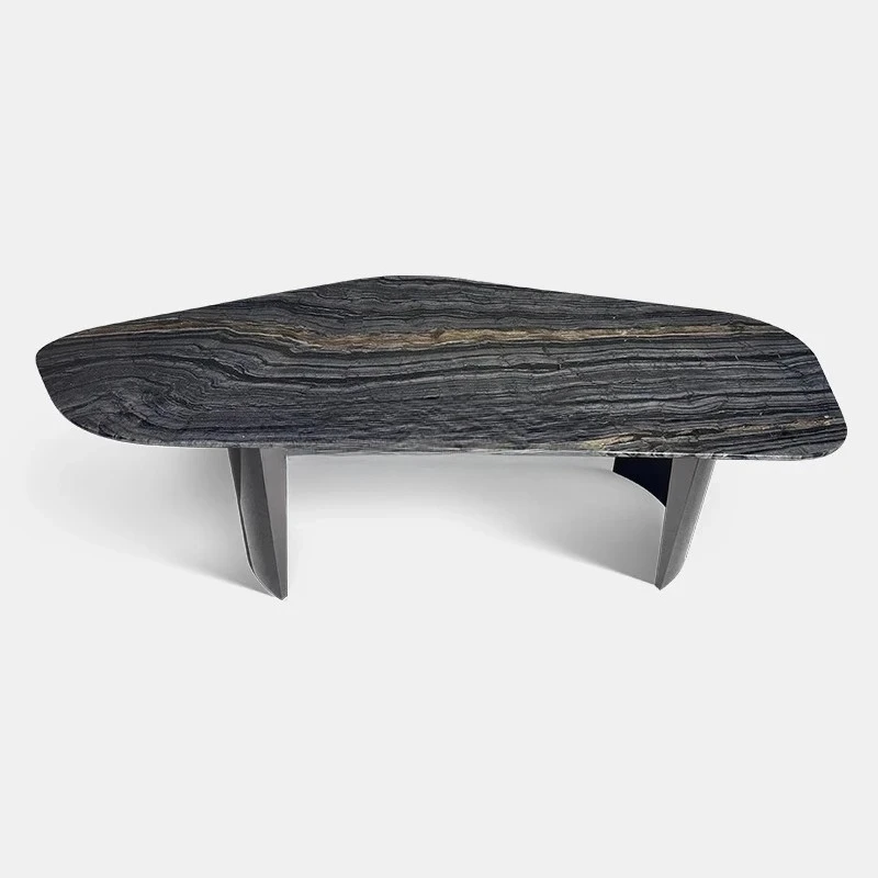 Irregular Ancient Wood Grain Luxury Stone Coffee Table Living Room Designer  Minimalist Marble Coffee Table