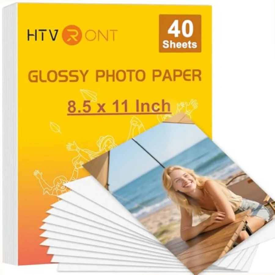 Glossy Photo Paper 8.5 x 11, Inkjet Photo Printer Paper Instant Dry, Picture Paper for Chip Bag, Flyers, Cards, Calendars and B
