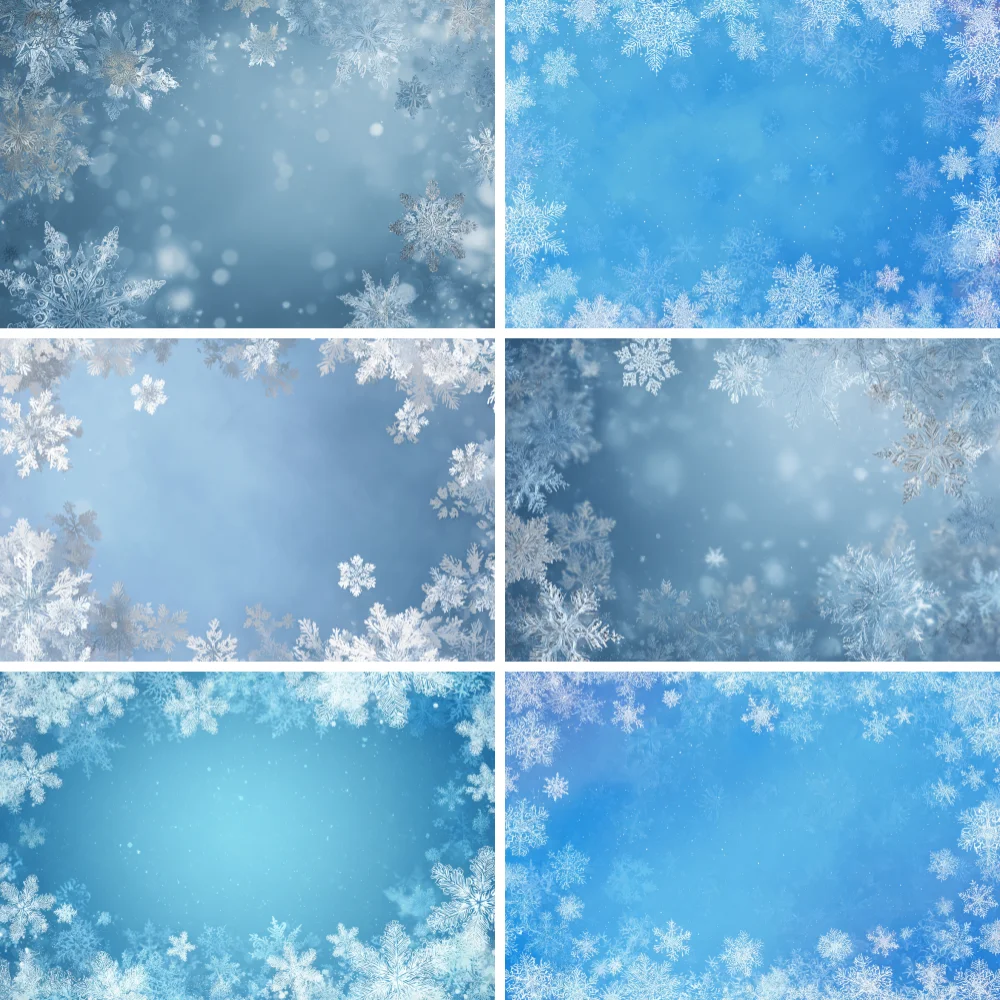 

Winter Snowflake Portrait Backdrop Photography Blue and White Christmas Home Decoration Background Photozone Photo Studio Props