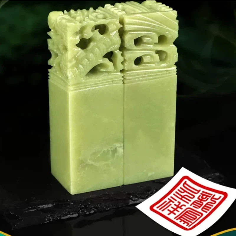 

Qingtian Stone Dragon Phoenix Stamp Set Calligraphy Painting Personalized Signature Seal Small Script Works Private Stamp Sellos