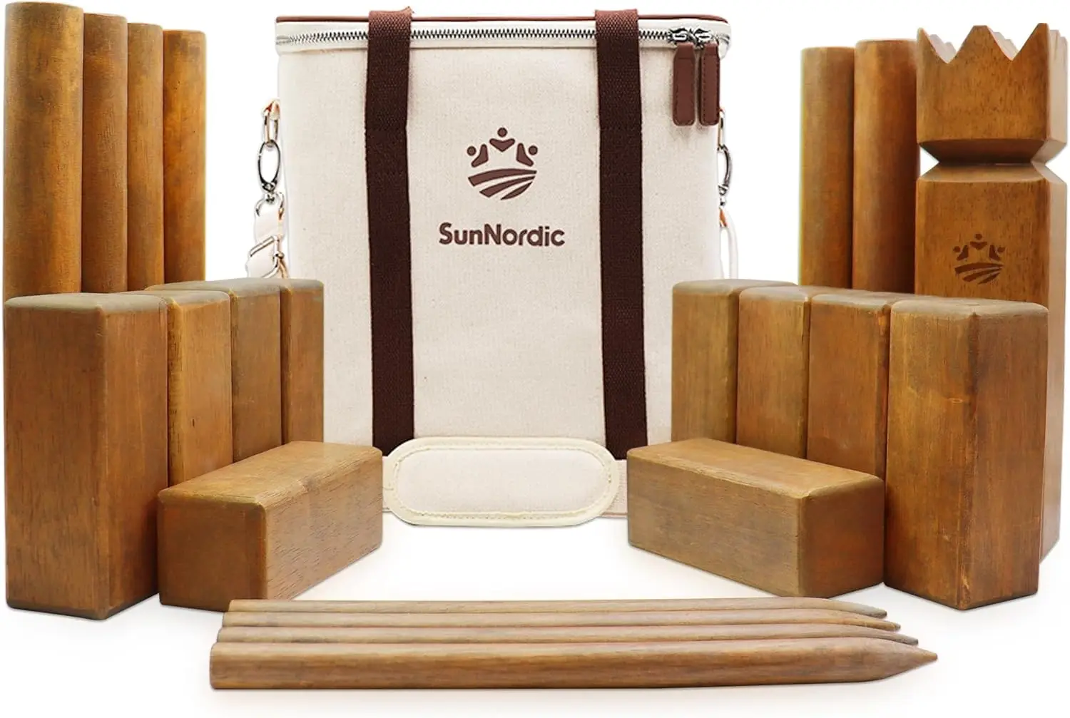 

Kubb Yard Game Set - Rubber Wood Outdoor Tossing Game with Canvas Carry Bag, Giant Viking Chess for Kids & Adults