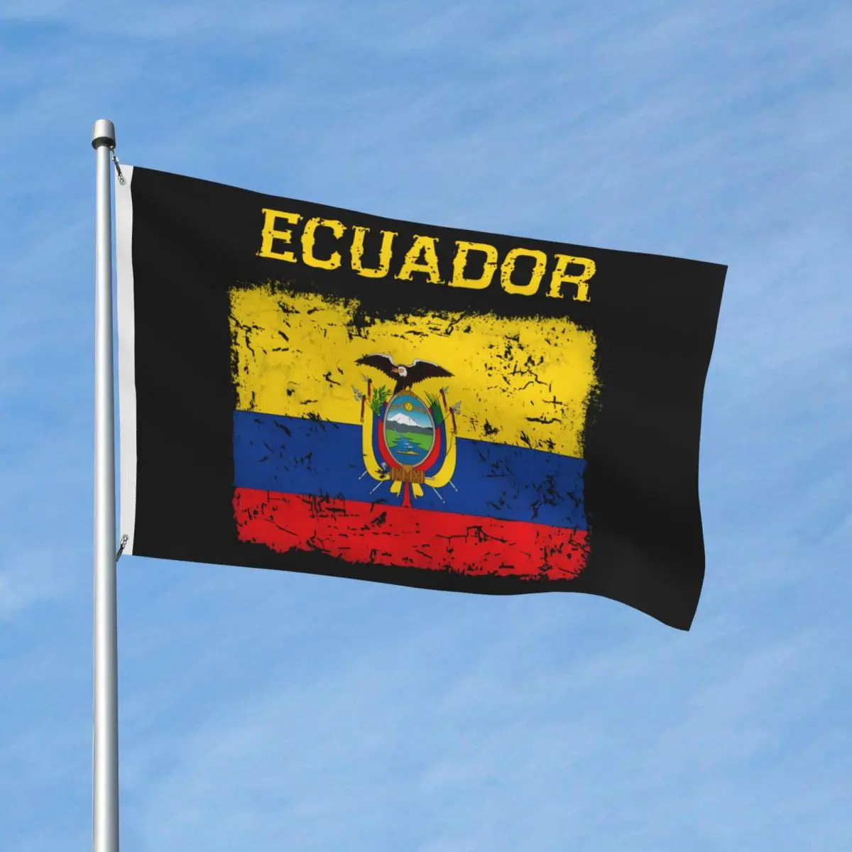 3x5 ft Distressed Grunge Ecuador Flag Flag For College Dorm Room Bedroom with 2 Grommets for Hanging Custom Flags Banner