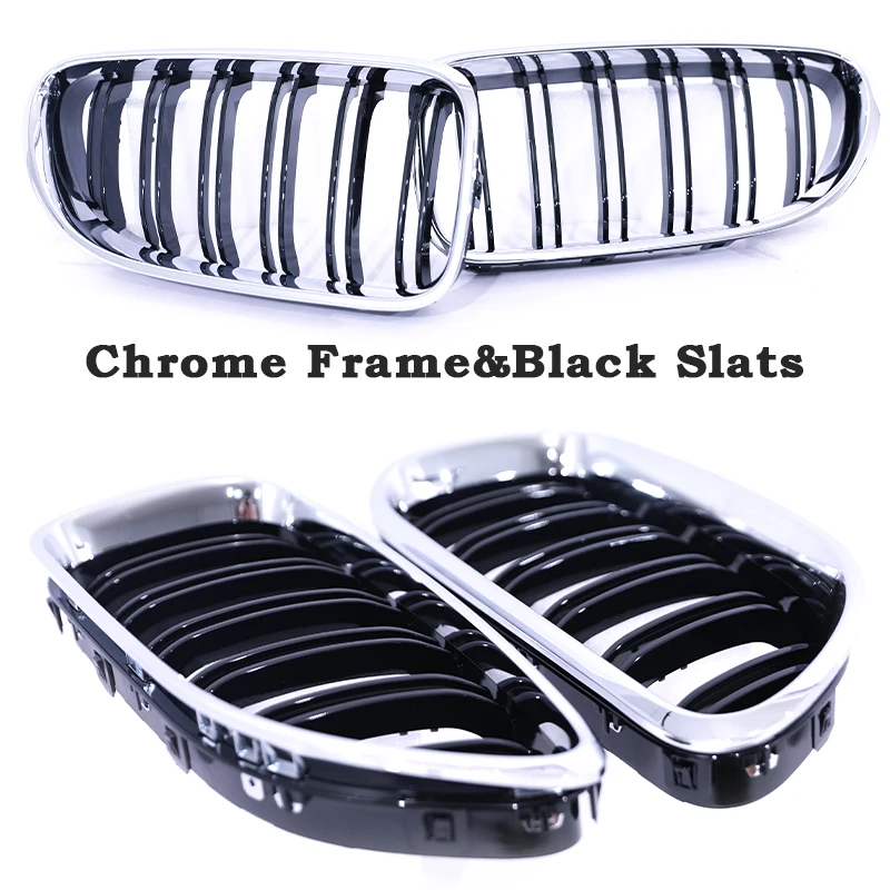 M6 Style Chrome Black Single Double Line Grill Mesh Performance M Color Grille For BMW 6 Series F12 F13 F06 2011-2017 640i 650i
