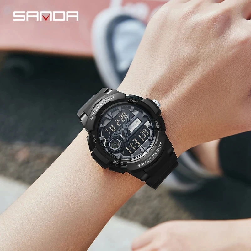 Kids 2024 New Sports Men's Watches Top Brand Dual Display Watch 50M Waterproof Wristwatch for Male Clock Relogio Masculino 6082