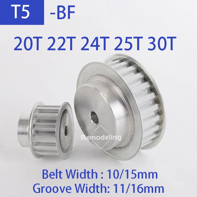 

1pcs T5 BF Timing Pulley Aluminum Alloy 20T 22T 24T 25T 30T Teeth Synchronous Wheel Belt Width 10/15mm Bore 5mm-20mm Pitch 5mm