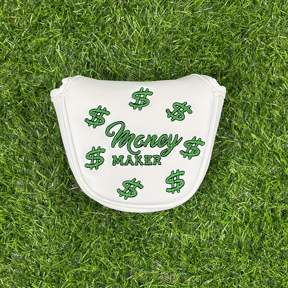 1pc Golf Club Head Cover with "Money Maker" Design - White, Dust-Proof & Wear-Resistant, Innovative Pattern,Fits Most Golf Clubs image 3