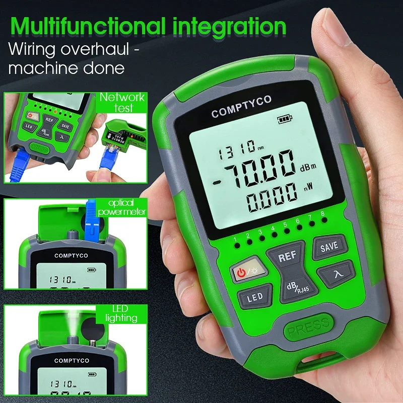 Multifunction Fiber Network Cable Tester, Optical Power Meter, VFL, AUA-MC70,-70 ~ + 10dBm, 1-50MW Optional, 4 in 1