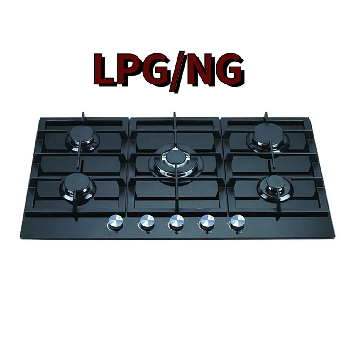 Gas Cooktop, 35 Inches 5 Burners Gas Stove Gas Hob Stovetop Stainless 5 Sealed Burners Cast Iron Grates Built-in Gas Stove Top