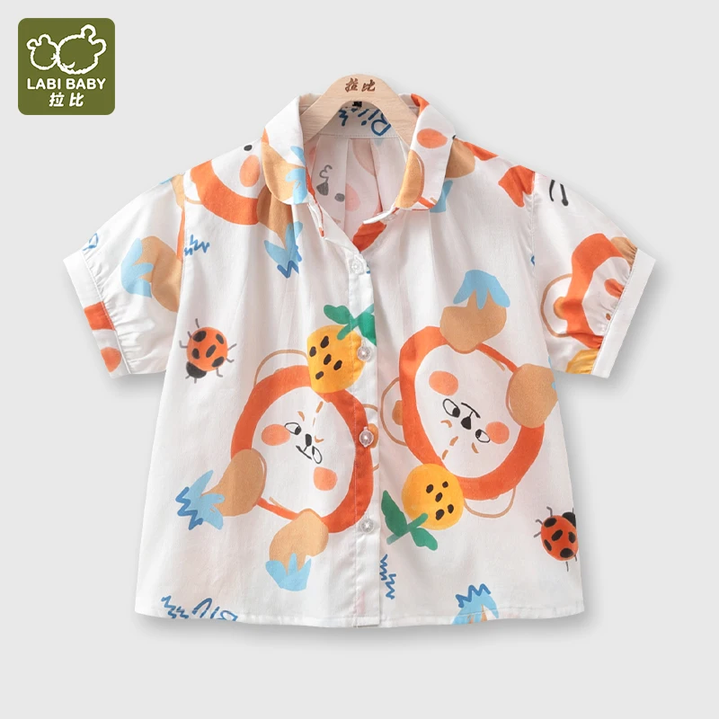 

1-6T Kids Summer Shirts Full Prints Collar Tops for Girls Boys Short Sleeve Blouse Toddlers T shirts Children Baby Clothes