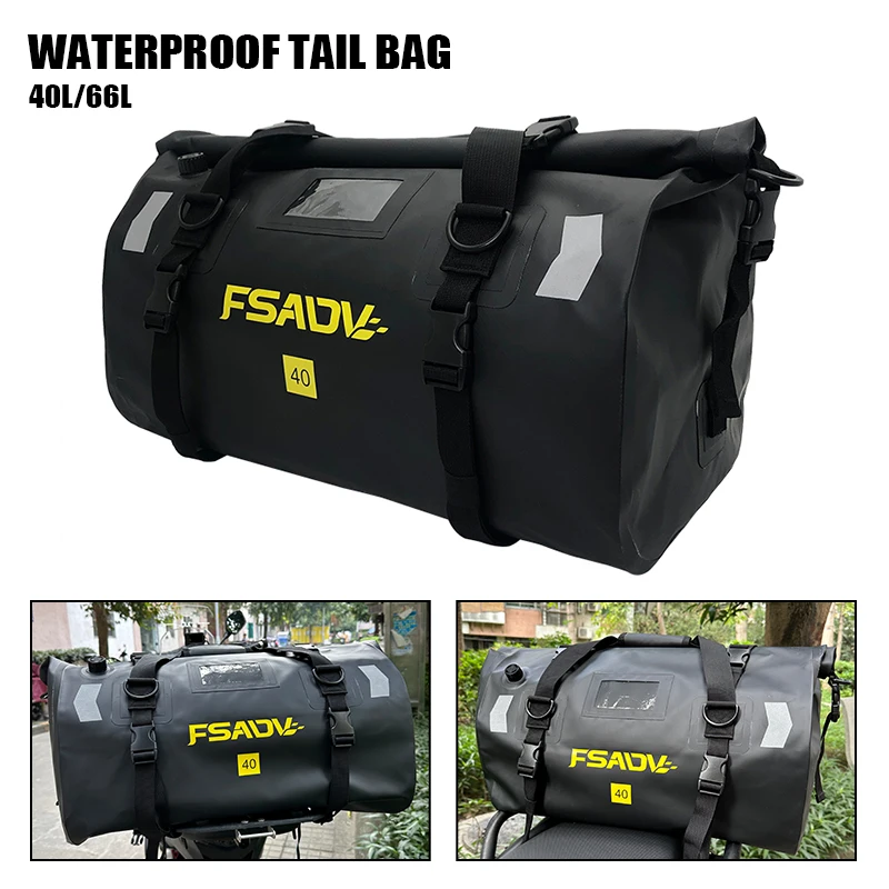 Motorcycle Multi-functional Durable Rear Motocross Seat Bag High Capacity PVC Bag 40L/66L Fit For Tiger 800 Tiger800 TIGER 800