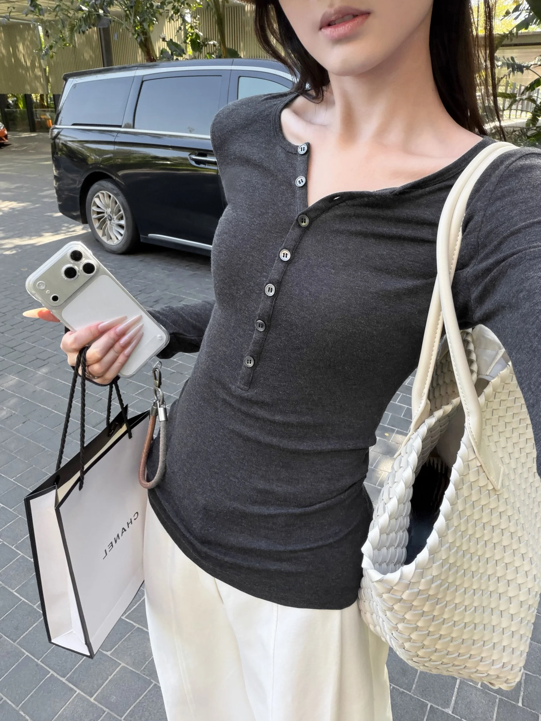 

Женская теплая футболка 5werkwen с длинным рукавом, из шерсти и шелка, на пуговицах, свободного кроя, для повседневной носки, стандартная модель