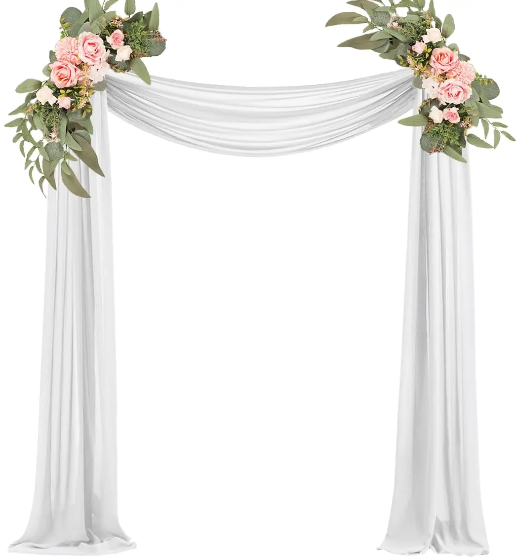 

Wedding Arch Draping Fabric White Chiffon Fabric Sheer Drapes for Wedding Ceremony Arbor Engagement Party Bridal Shower Decor