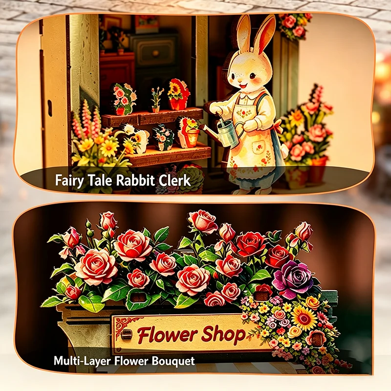 DIY Toy 3D Wooden Sweet Shop Mini House Puzzle Fridge Magnet Handmade Animals Shop Assembly Model Kit Hpme Decor Christmas Gifts